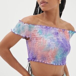 NWT UO Urban Renewal Remnants Smocked Tie Dye Top